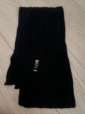 Polo by Ralph Lauren Black Cable Knit Bear Scarf